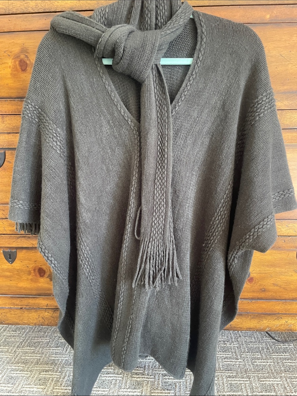 Cozy Open-Front Poncho Shrug in Charcoal Gray - Picture 1 of 10